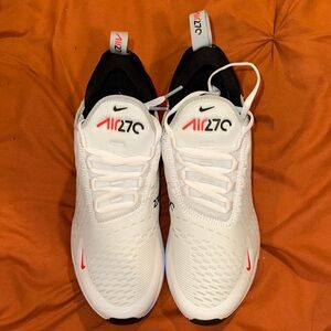 Men’s Nike Air 270 White with Black and Red Accents